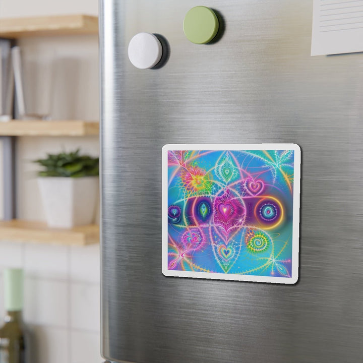 Vibrant Ethereal Symmetry - Die-cut Magnet - Home Decor - g(0D·IO) - 6 × 6" - Die-Cut - 1 pc