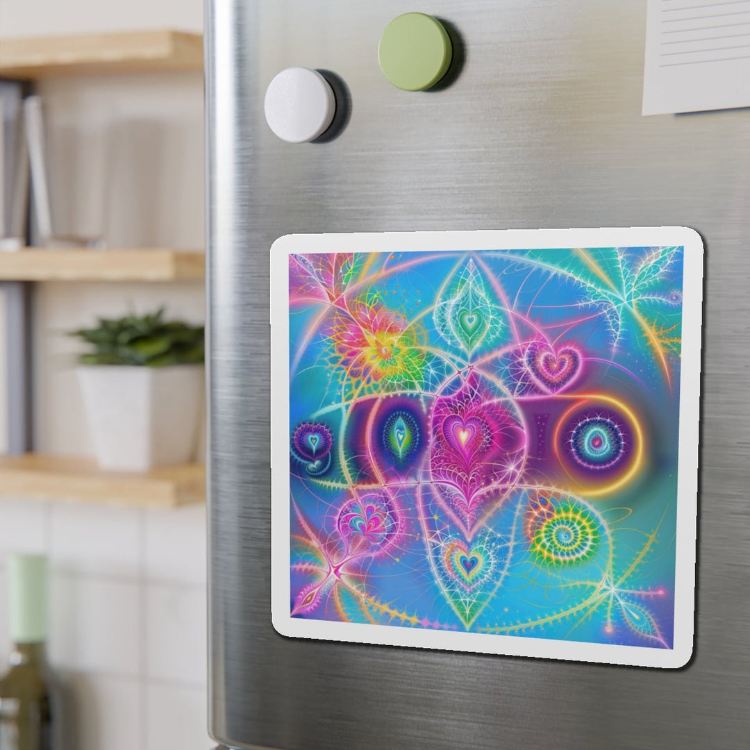 Vibrant Ethereal Symmetry - Die-cut Magnet - Home Decor - g(0D·IO) - 6 × 6" - Die-Cut - 1 pc