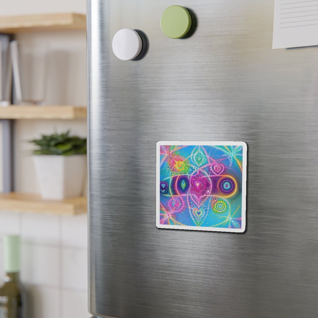 Vibrant Ethereal Symmetry - Die-cut Magnet - Home Decor - g(0D·IO) - 6 × 6" - Die-Cut - 1 pc
