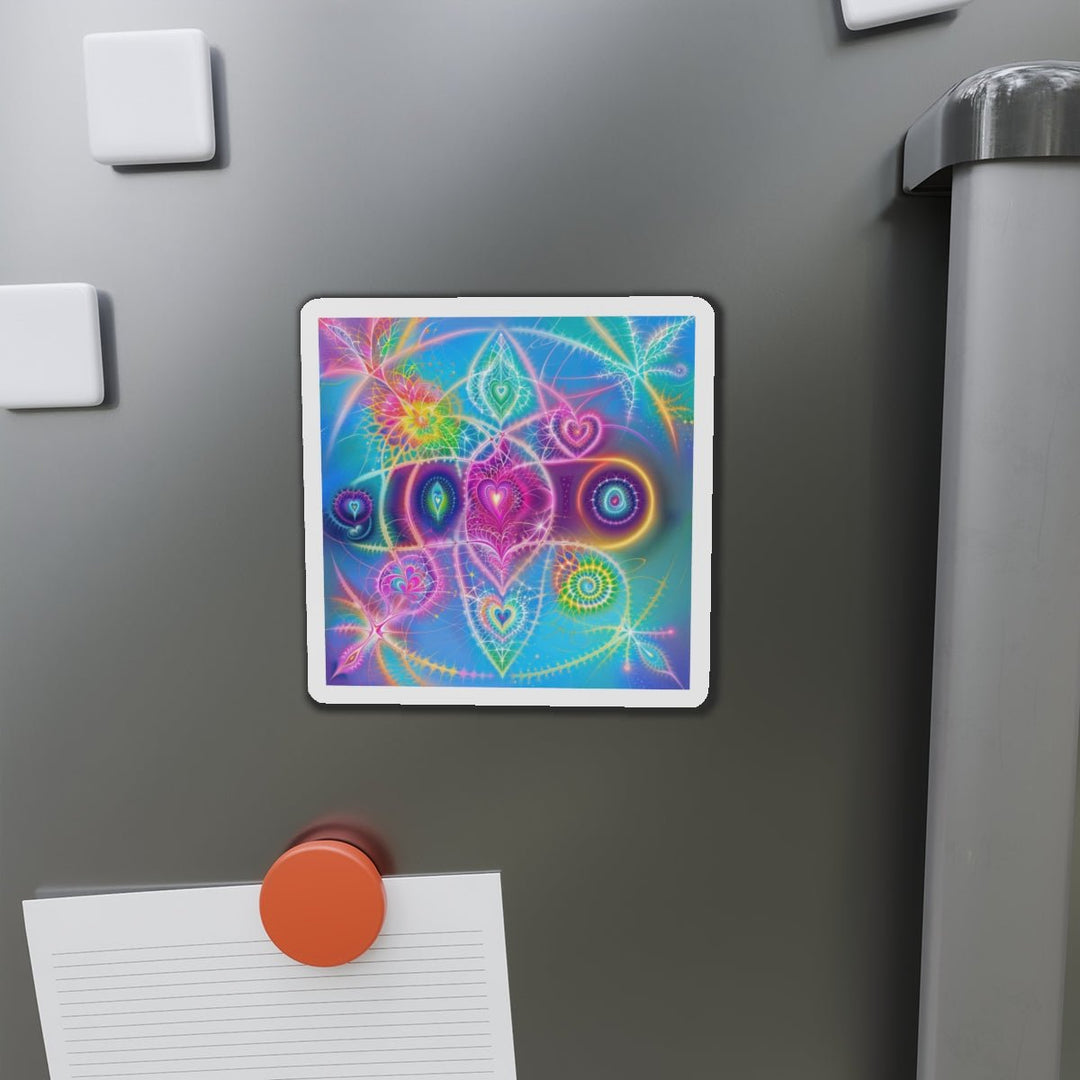 Vibrant Ethereal Symmetry - Die-cut Magnet - Home Decor - g(0D·IO) - 6 × 6" - Die-Cut - 1 pc