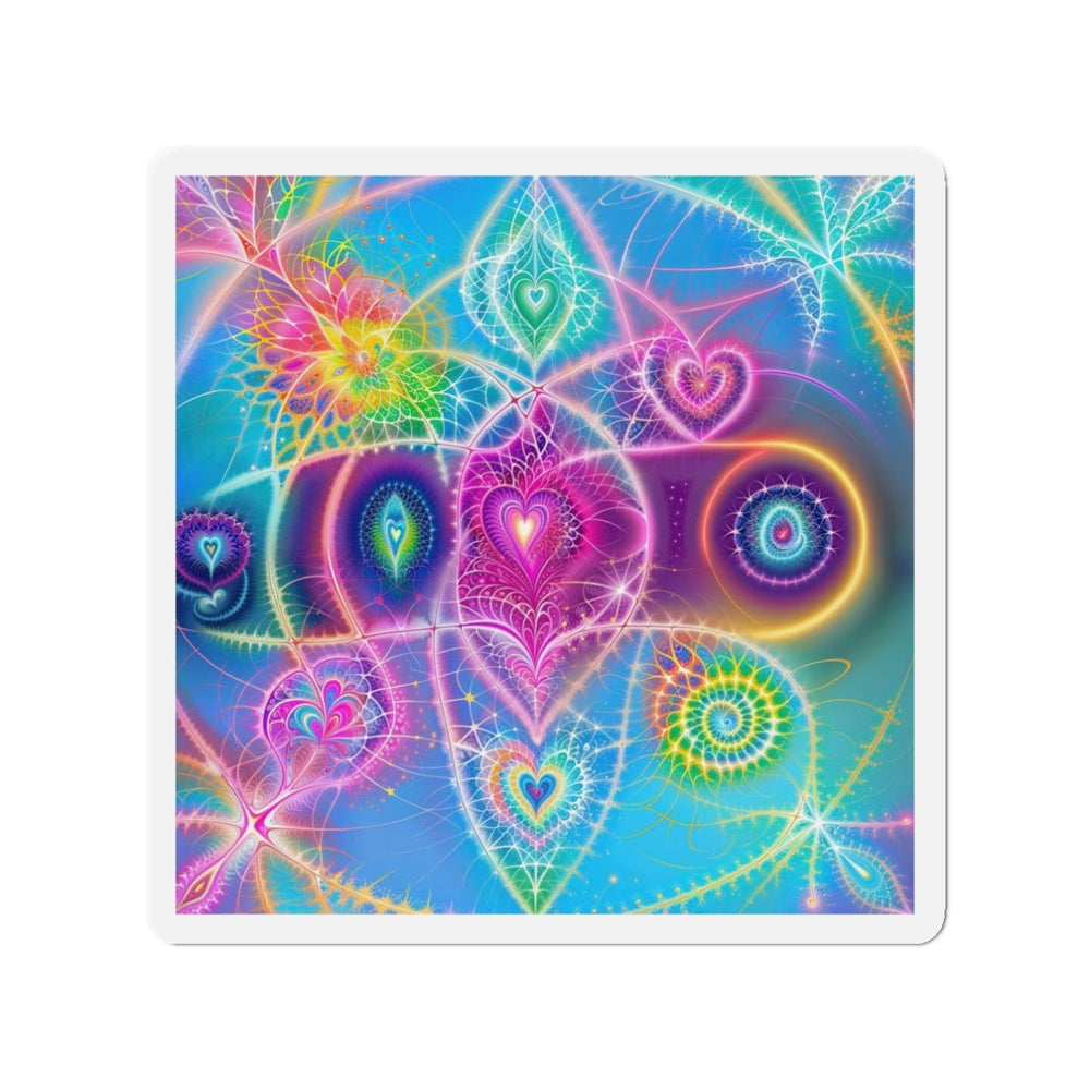 Vibrant Ethereal Symmetry - Die-cut Magnet - Home Decor - g(0D·IO) - 3" x 3" - Die-Cut - 1 pc