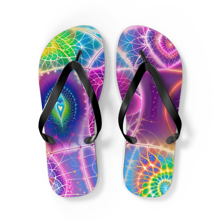 Vibrant Ethereal Symmetry - Flip Flops - Shoes - g(0D·IO) - L - Black sole -