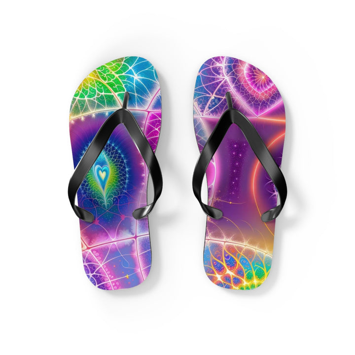 Vibrant Ethereal Symmetry - Flip Flops - Shoes - g(0D·IO) - S - Black sole -