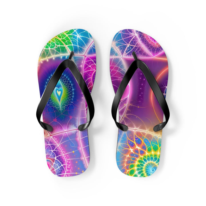 Vibrant Ethereal Symmetry - Flip Flops - Shoes - g(0D·IO) - M - Black sole -