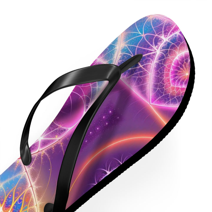 Vibrant Ethereal Symmetry - Flip Flops - Shoes - g(0D·IO) - XL - Black sole -