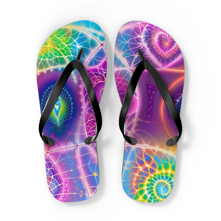 Vibrant Ethereal Symmetry - Flip Flops - Shoes - g(0D·IO) - XL - Black sole -