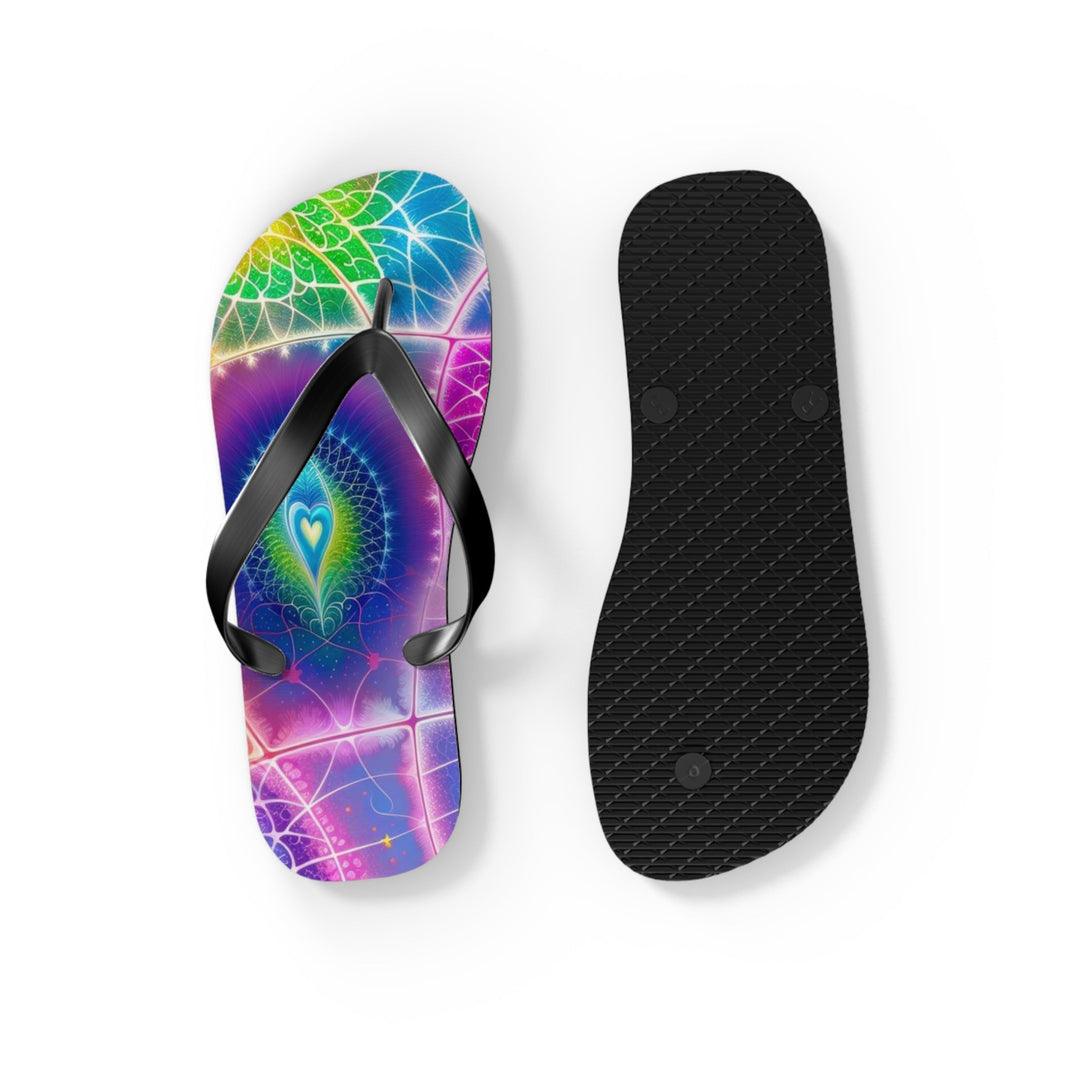 Vibrant Ethereal Symmetry - Flip Flops - Shoes - g(0D·IO) - XL - Black sole -