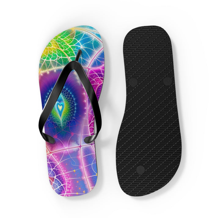 Vibrant Ethereal Symmetry - Flip Flops - Shoes - g(0D·IO) - XL - Black sole -