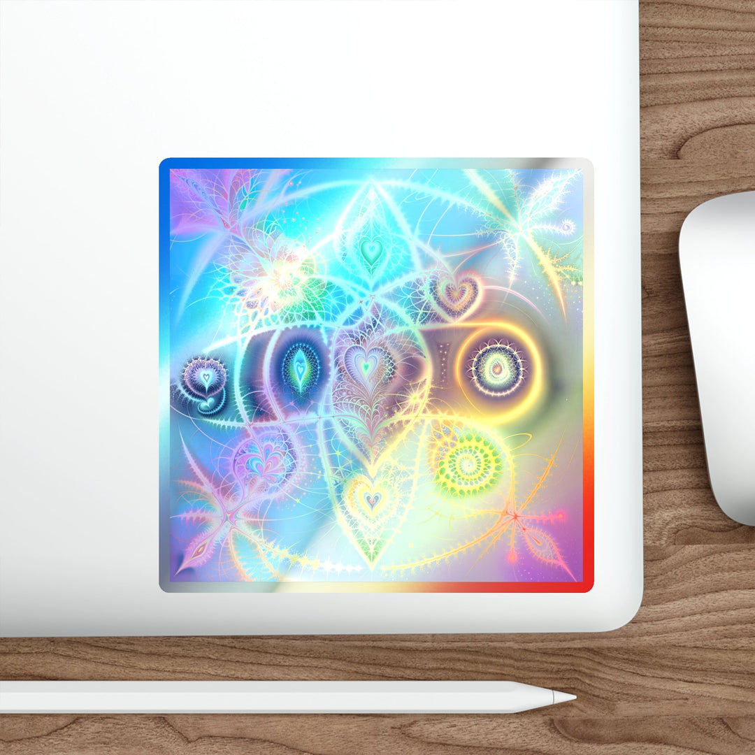 Vibrant Ethereal Symmetry - Holographic Die-Cut Sticker - Paper products - g(0D·IO) - 5" × 5" - Die-Cut - Holographic