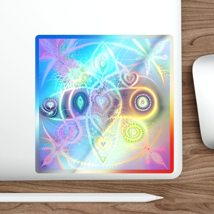 Vibrant Ethereal Symmetry - Holographic Die-Cut Sticker - Paper products - g(0D·IO) - 5" × 5" - Die-Cut - Holographic