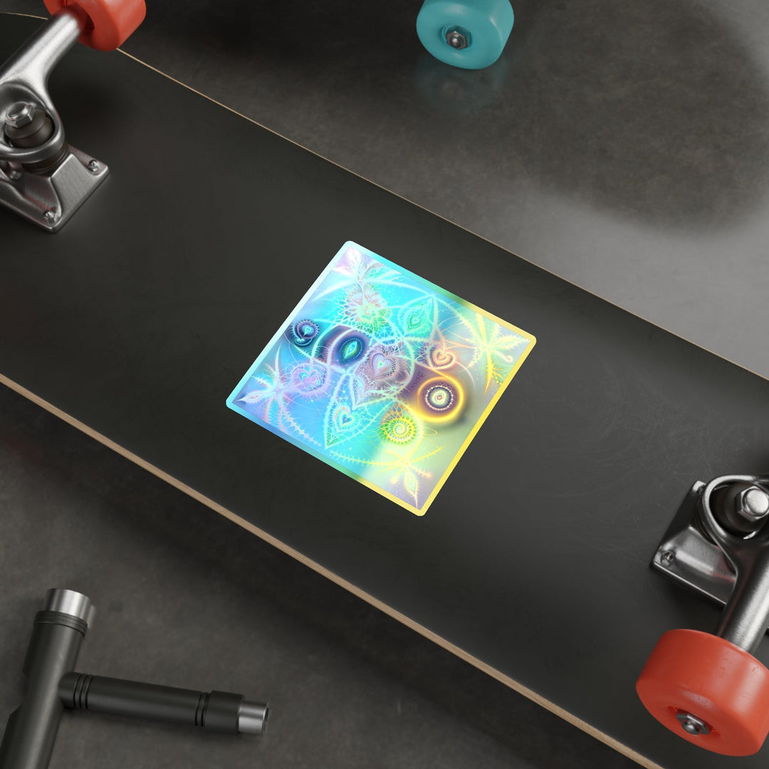 Vibrant Ethereal Symmetry - Holographic Die-Cut Sticker - Paper products - g(0D·IO) - 5" × 5" - Die-Cut - Holographic