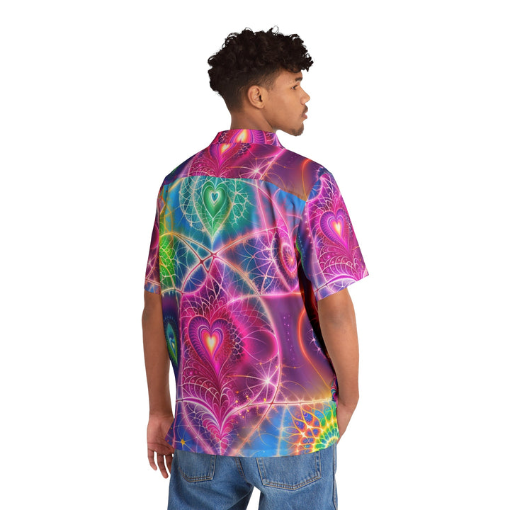 Vibrant Ethereal Symmetry - Men's Hawaiian Shirt - All Over Prints - g(0D·IO) - S - Black -