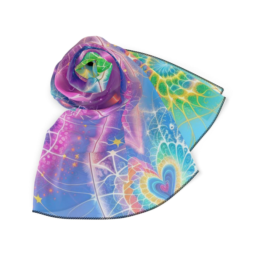 Vibrant Ethereal Symmetry - Poly Scarf - Accessories - g(0D·IO) - Poly chiffon - 50" × 50" -