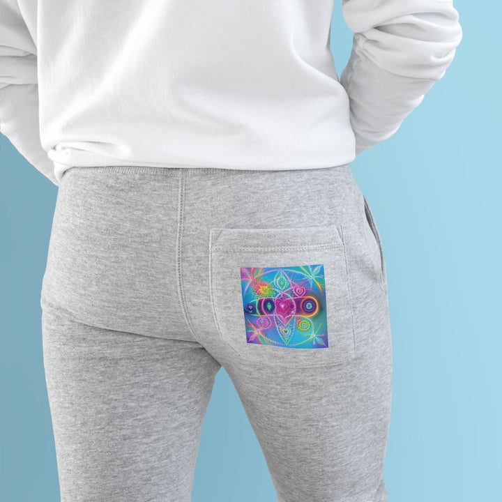 Vibrant Ethereal Symmetry - Premium Fleece Joggers - Trousers - g(0D·IO) - Charcoal Heather - M -