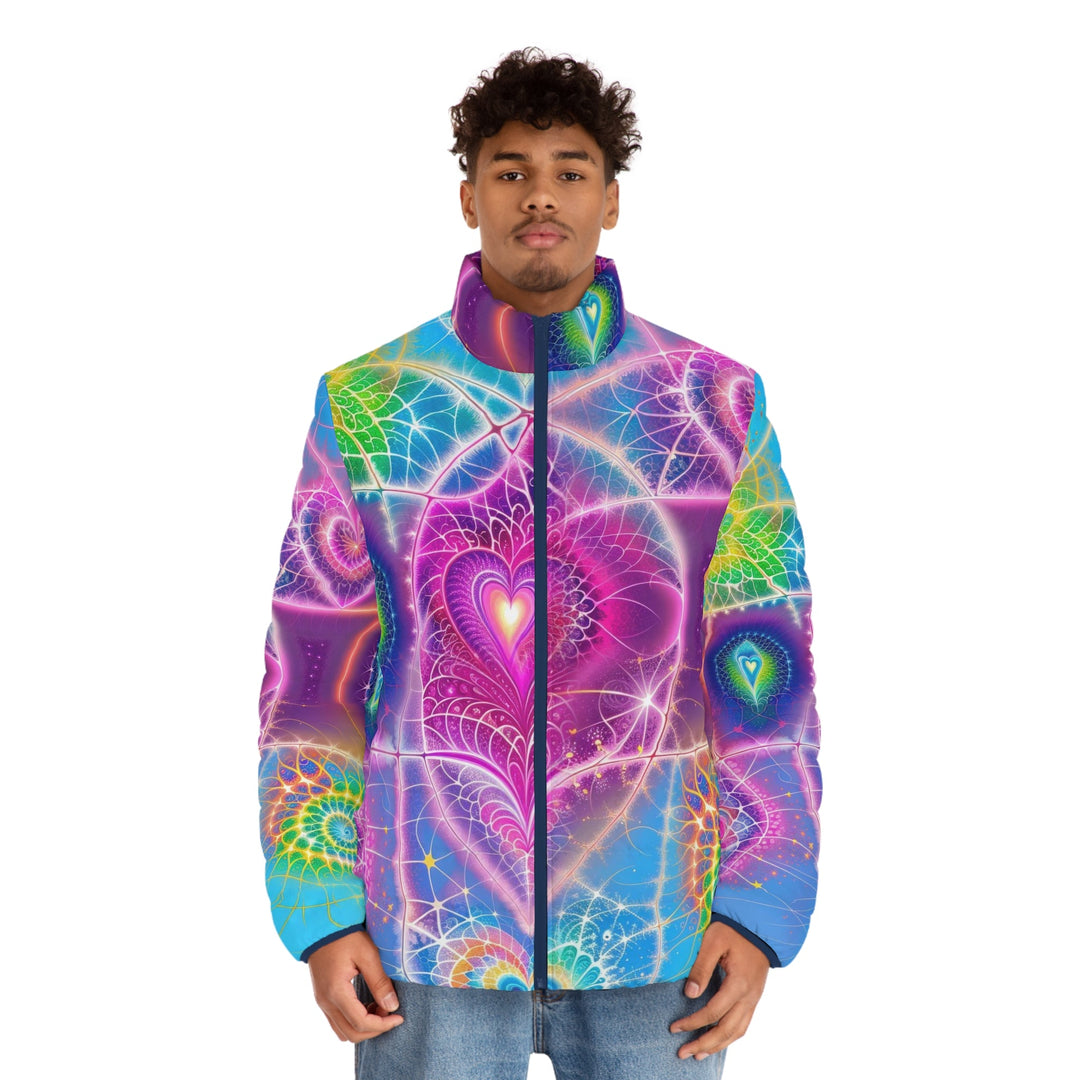 Vibrant Ethereal Symmetry - Puffer Jacket - All Over Prints - g(0D·IO) - S - Black zipper -