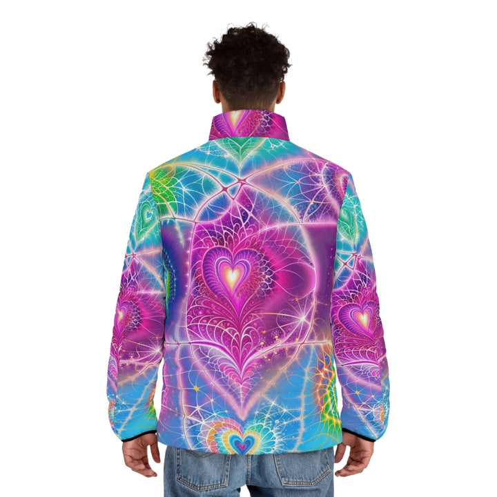 Vibrant Ethereal Symmetry - Puffer Jacket - All Over Prints - g(0D·IO) - S - Black zipper -