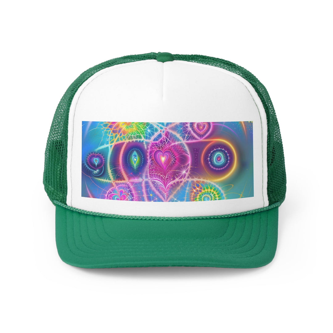 Vibrant Ethereal Symmetry - Trucker Hat - Hats - g(0D·IO) - Green - One size -