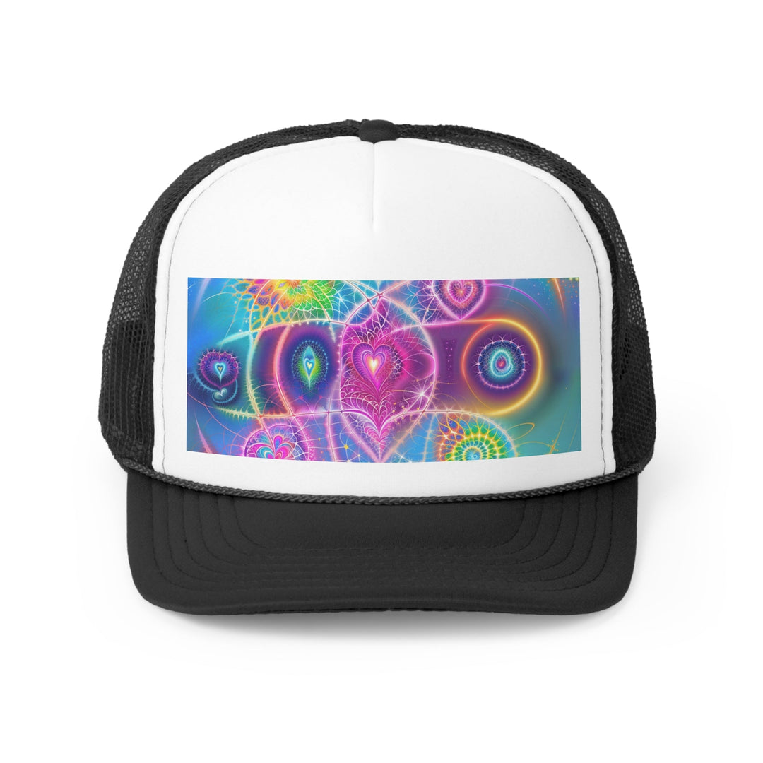 Vibrant Ethereal Symmetry - Trucker Hat - Hats - g(0D·IO) - Black - One size -