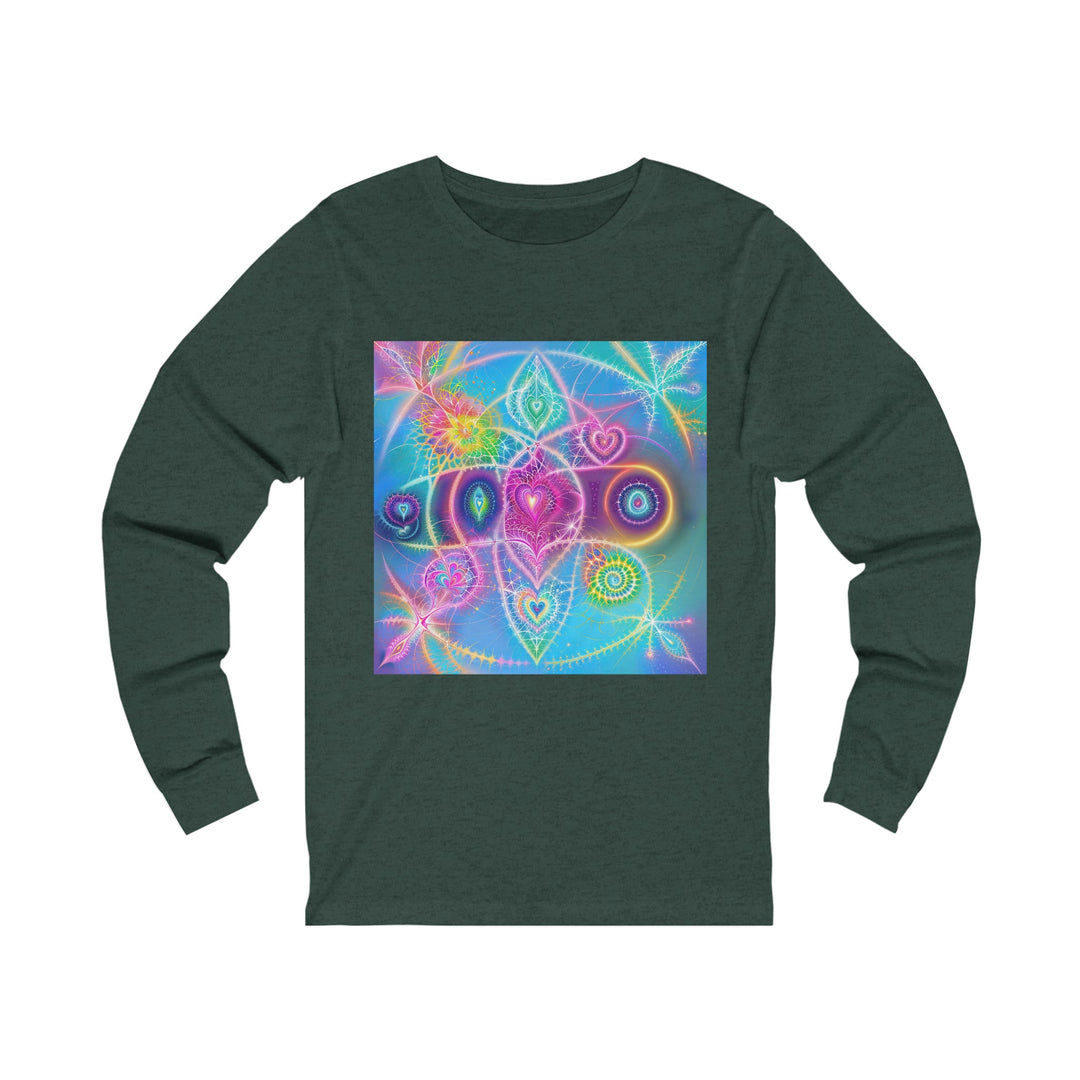 Vibrant Ethereal Symmetry - Unisex Jersey Long Sleeve Tee - Long-sleeve - g(0D·IO) - S - Heather Forest -