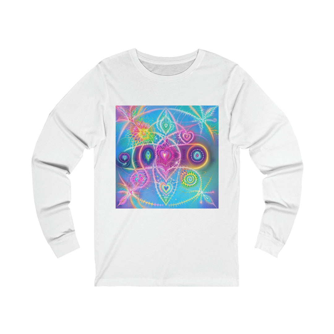 Vibrant Ethereal Symmetry - Unisex Jersey Long Sleeve Tee - Long-sleeve - g(0D·IO) - S - White -