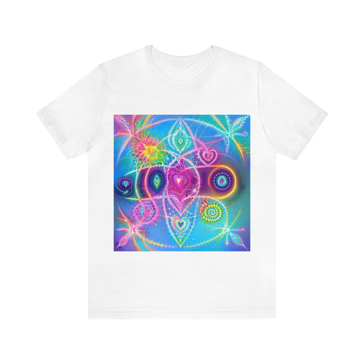 Vibrant Ethereal Symmetry - Unisex Jersey Short Sleeve Tee - T-Shirt - g(0D·IO) - White - S -