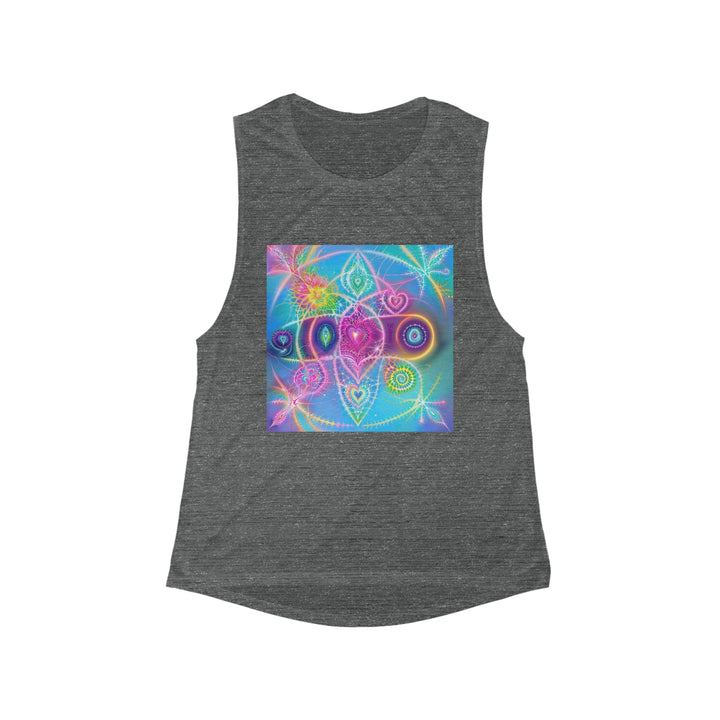 Vibrant Ethereal Symmetry - Women's Flowy Scoop Muscle Tank - Tank Top - g(0D·IO) - S - Asphalt Slub -