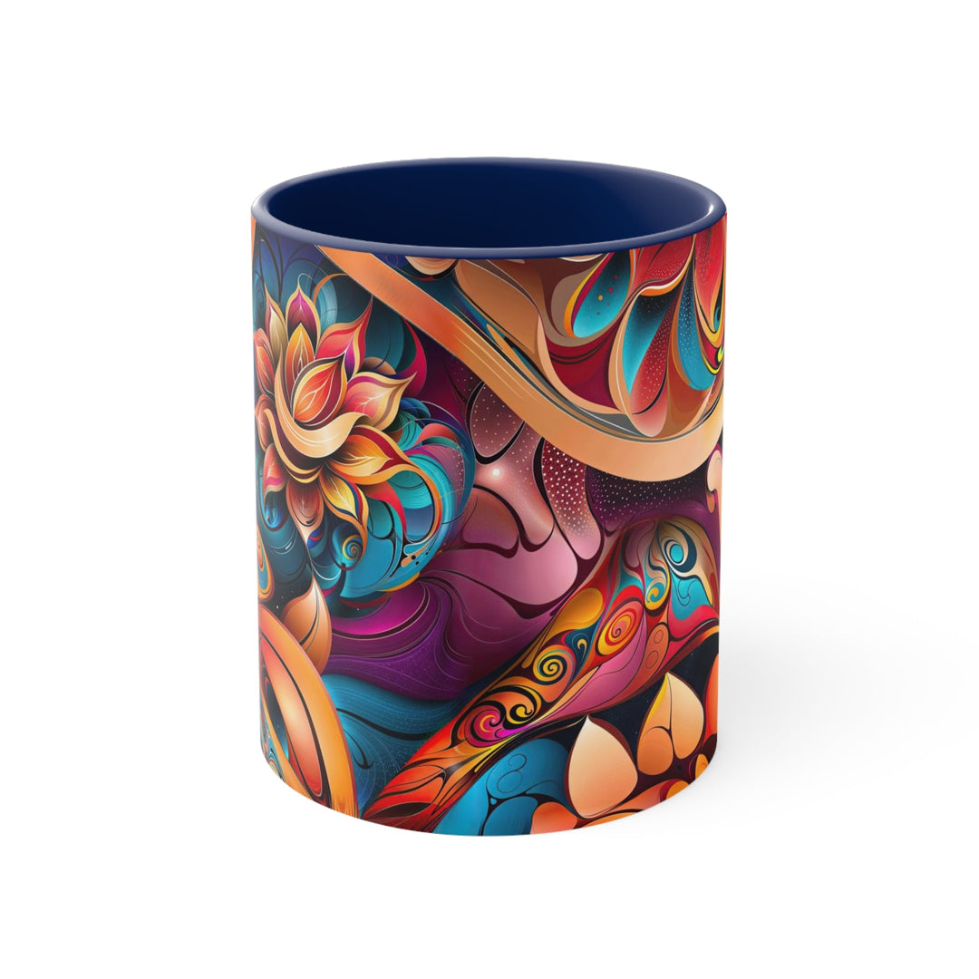 Vibrant Floral Essence - Accent Coffee Mug - Mug - g(0D·IO) - Navy - 11oz -