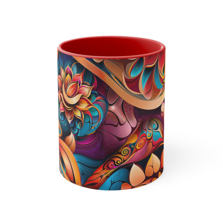 Vibrant Floral Essence - Accent Coffee Mug - Mug - g(0D·IO) - Red - 11oz -