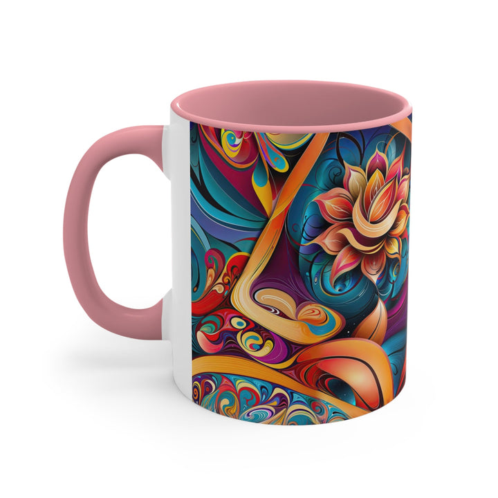 Vibrant Floral Essence - Accent Coffee Mug - Mug - g(0D·IO) - Pink - 11oz -