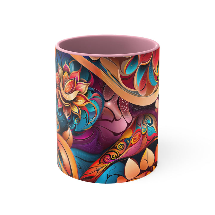 Vibrant Floral Essence - Accent Coffee Mug - Mug - g(0D·IO) - Pink - 11oz -