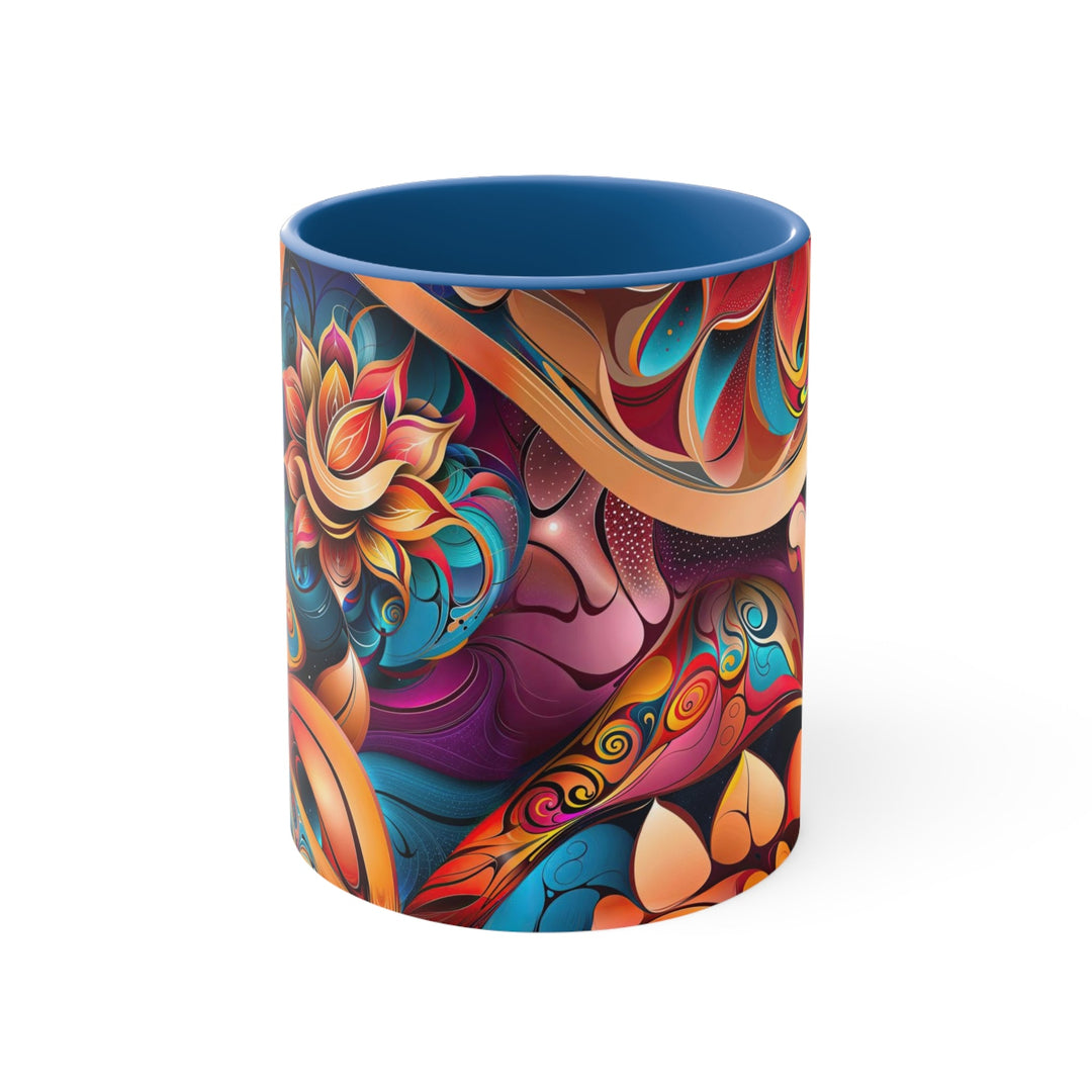 Vibrant Floral Essence - Accent Coffee Mug - Mug - g(0D·IO) - Blue - 11oz -