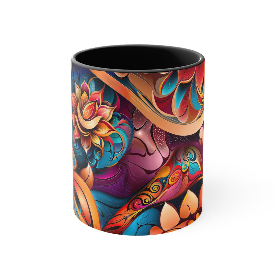 Vibrant Floral Essence - Accent Coffee Mug - Mug - g(0D·IO) - Black - 11oz -