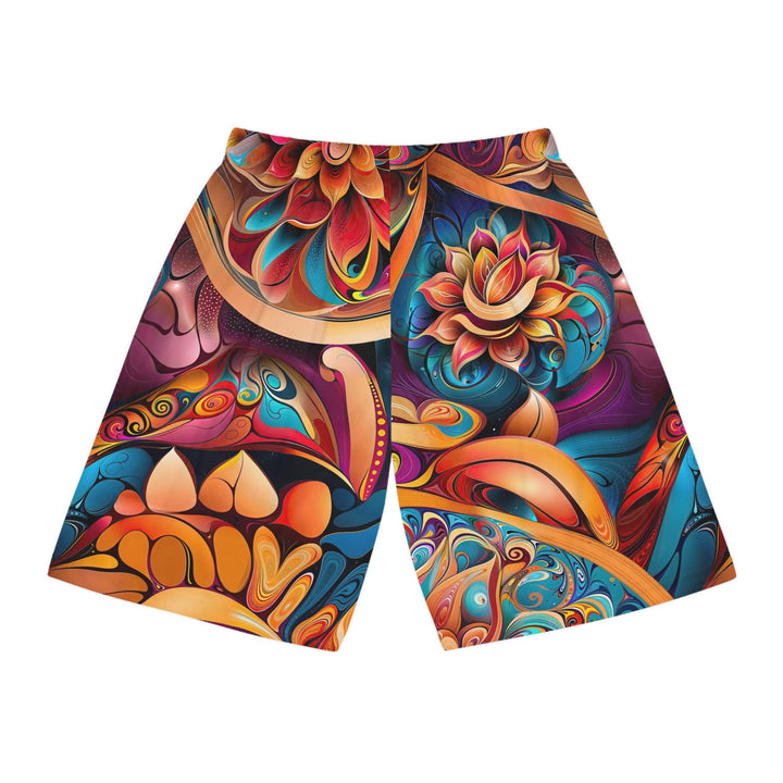 Vibrant Floral Essence - AOP Basketball Shorts - All Over Prints - g(0D·IO) - Seam thread color automatically matched to design - XS -