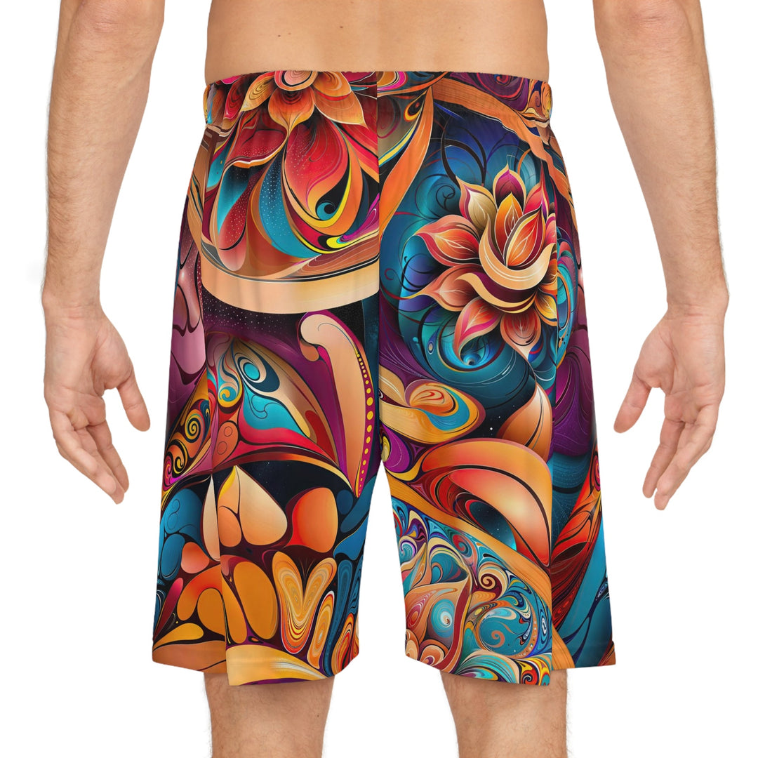 Vibrant Floral Essence - AOP Basketball Shorts - All Over Prints - g(0D·IO) - Seam thread color automatically matched to design - XS -