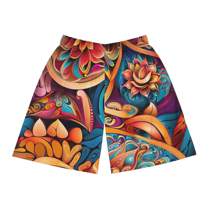 Vibrant Floral Essence - AOP Basketball Shorts - All Over Prints - g(0D·IO) - Seam thread color automatically matched to design - XS -