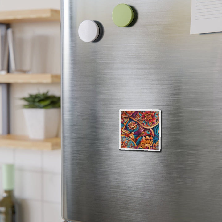 Vibrant Floral Essence - Die-cut Magnet - Home Decor - g(0D·IO) - 6 × 6" - Die-Cut - 1 pc