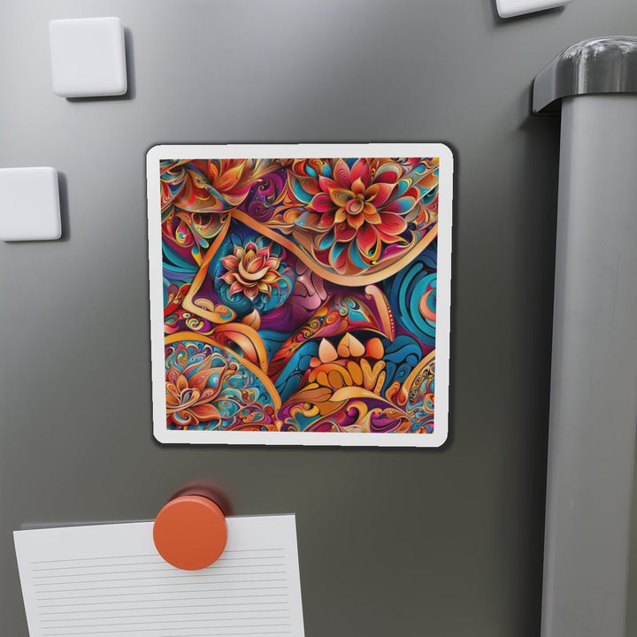 Vibrant Floral Essence - Die-cut Magnet - Home Decor - g(0D·IO) - 6 × 6" - Die-Cut - 1 pc