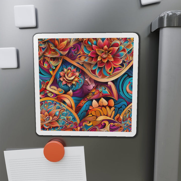 Vibrant Floral Essence - Die-cut Magnet - Home Decor - g(0D·IO) - 6 × 6" - Die-Cut - 1 pc