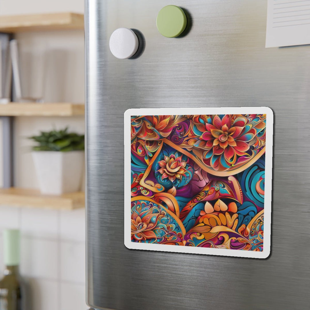 Vibrant Floral Essence - Die-cut Magnet - Home Decor - g(0D·IO) - 6 × 6" - Die-Cut - 1 pc
