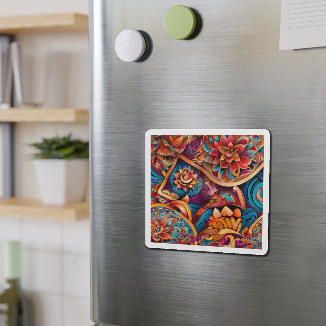 Vibrant Floral Essence - Die-cut Magnet - Home Decor - g(0D·IO) - 6 × 6" - Die-Cut - 1 pc