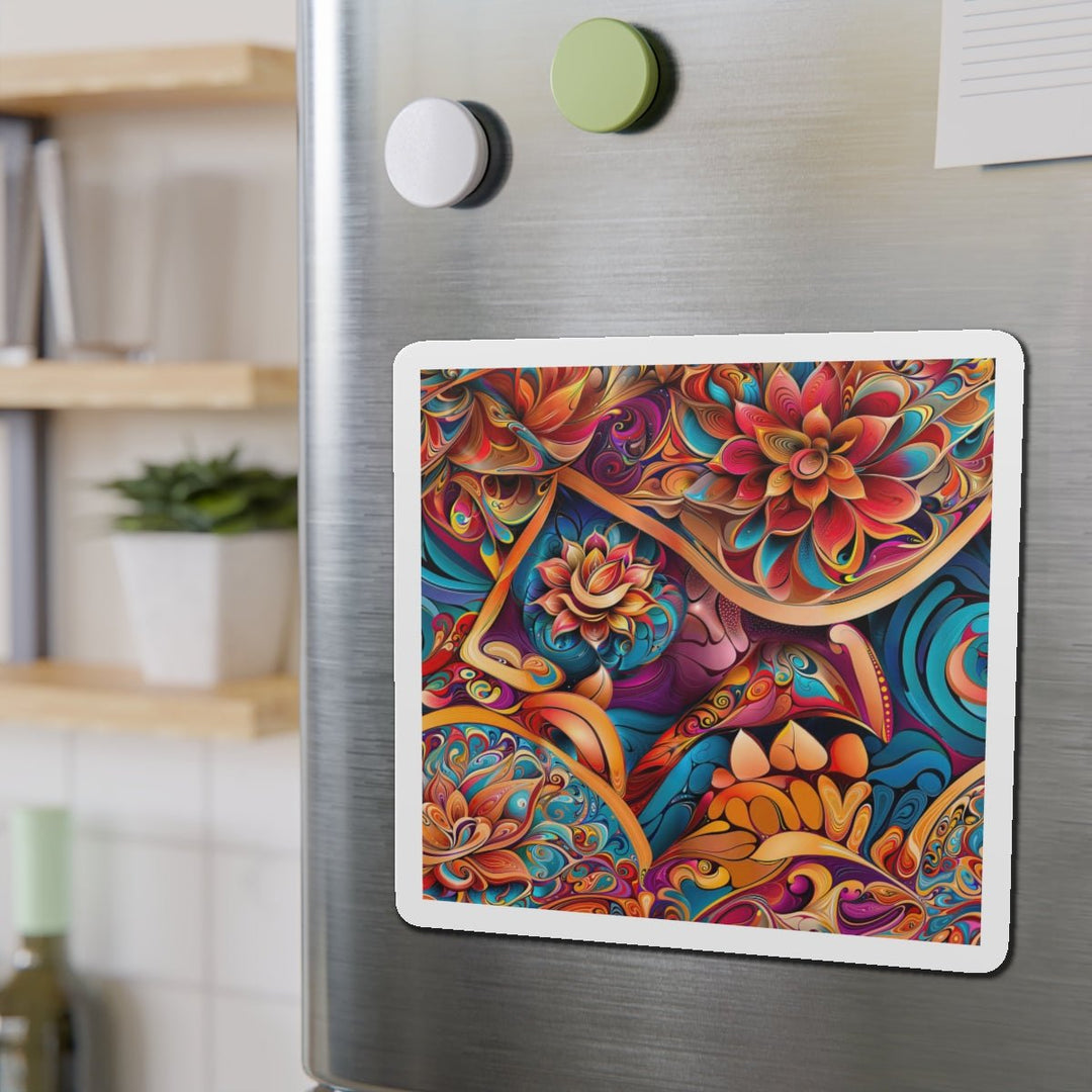 Vibrant Floral Essence - Die-cut Magnet - Home Decor - g(0D·IO) - 6 × 6" - Die-Cut - 1 pc
