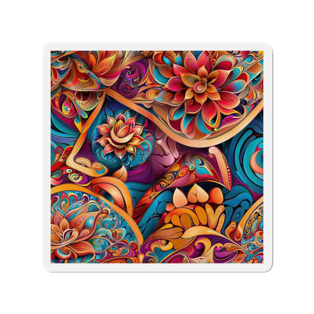Vibrant Floral Essence - Die-cut Magnet - Home Decor - g(0D·IO) - 5" x 5" - Die-Cut - 1 pc