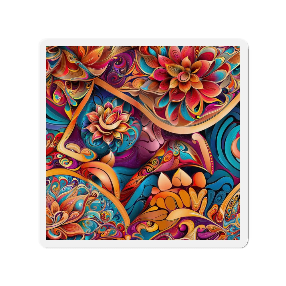 Vibrant Floral Essence - Die-cut Magnet - Home Decor - g(0D·IO) - 3" x 3" - Die-Cut - 1 pc