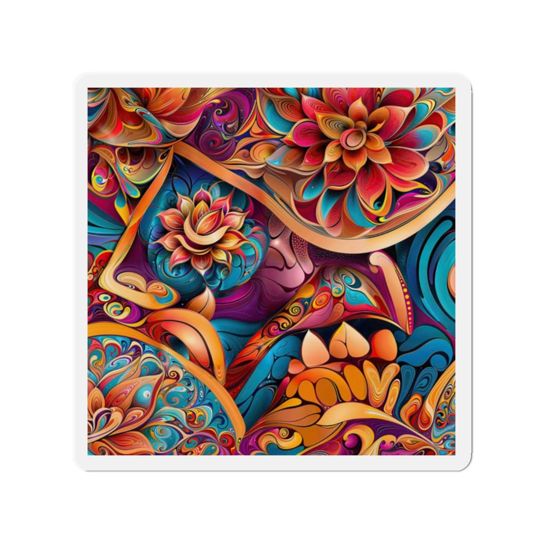 Vibrant Floral Essence - Die-cut Magnet - Home Decor - g(0D·IO) - 2" x 2" - Die-Cut - 1 pc