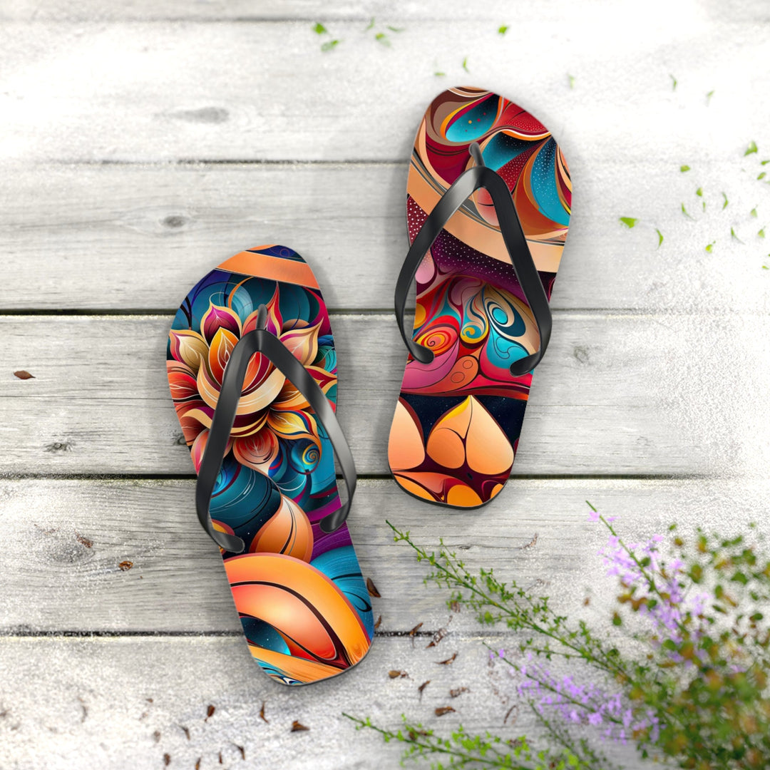 Vibrant Floral Essence - Flip Flops - Shoes - g(0D·IO) - XL - Black sole -