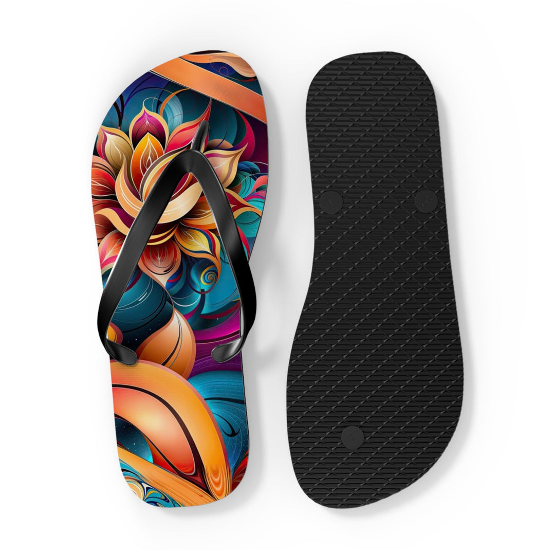 Vibrant Floral Essence - Flip Flops - Shoes - g(0D·IO) - XL - Black sole -