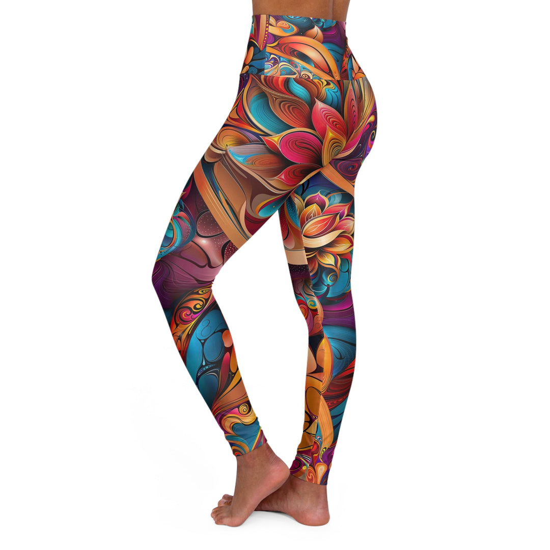 Vibrant Floral Essence - High Waisted AOP Yoga Leggings - All Over Prints - g(0D·IO) - XS - -