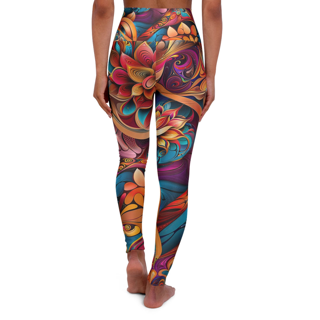 Vibrant Floral Essence - High Waisted AOP Yoga Leggings - All Over Prints - g(0D·IO) - XS - -