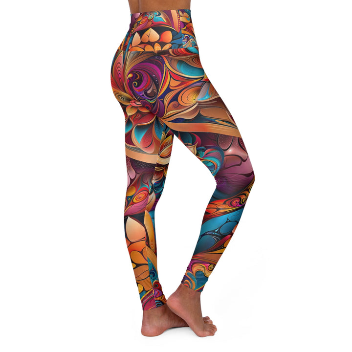 Vibrant Floral Essence - High Waisted AOP Yoga Leggings - All Over Prints - g(0D·IO) - XS - -