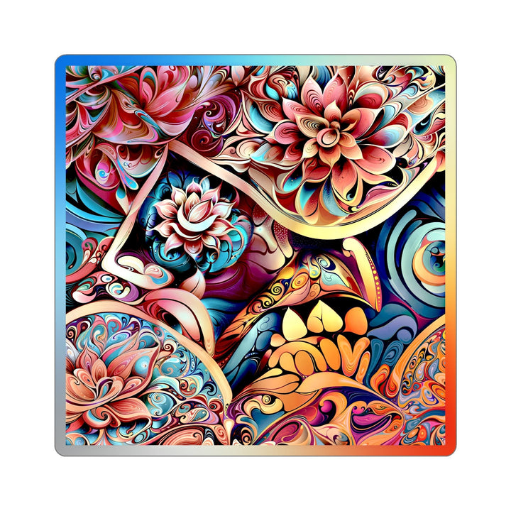 Vibrant Floral Essence - Holographic Die-Cut Sticker - Paper products - g(0D·IO) - 3" × 3" - Die-Cut - Holographic